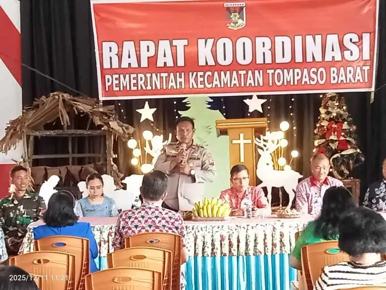 Rakor Tompaso Barat Berlangsung Hangat, Kapolsek Tekankan Kamtibmas Jelang Natal